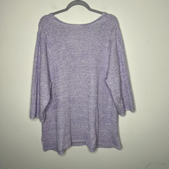 J‎ Jill Sweater Womens 3X Lavender V Neck Pullover 3/4 Sleeve Tunic Knit Marled - Picture 8 of 11